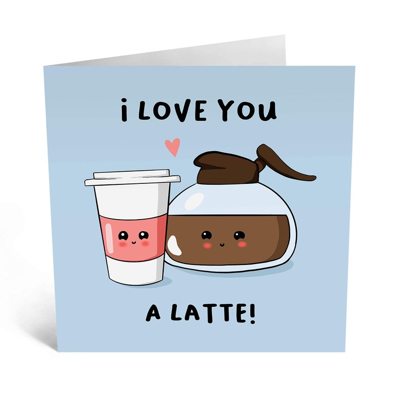 CENTRAL 23 Cute Anniversary Card for Boyfriend Girlfriend - I Love You A Latte - Coffee Pun - Cute Valentine's Day Card For Husband, Wife - I Love You Gifts for Men Women - Comes With Stickers - Image 2